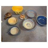 Lot of misc stoneware bowls, Louisville Stoneware burgoo bowl