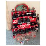 Coca Cola bottles, glasses, misc