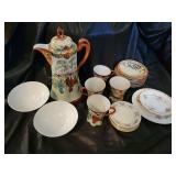 Asian tea set and misc china pcs