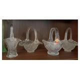 German Krystal basket three pattern glass baskets apx 7" t
