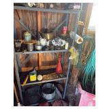 Shelf & contents, gas cans