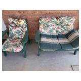 Wooden patio loveseat & arm chair