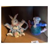 Fritz and Floyd bunny pitcher, lady pig pitcher