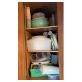 Large lot of Tupperware (3 shelves on left side of cabinet)
