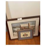 Framed farm print, small needle point
