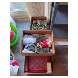 Minature Christmas Trees. Wood tray, misc