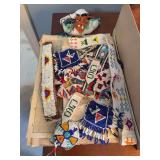 Native American style beaded items, Kraft crystals, plastic containers, misc