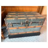 Antique Large flat top trunk with liner