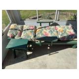 2 wooden lounge chairs, 2 side tables