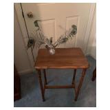Small accent table , ink well with peacock feathers 18x12x22”