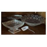 Vintage starburst pattern bowl, 2 vintage diamond shaped dish’s
