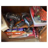 2 Craftsman 3/8” drills, drill bits, steel wool, paint brushes