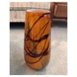 Hand blown art glass vase 13", pottery candle holder 9", pottery vase 11"