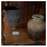 2 pottery vases