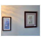 Framed prints, small mirror