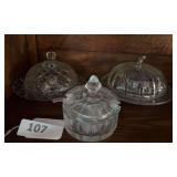 Covered cheese dish’s, divided condiment dish