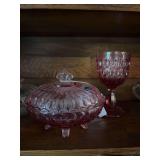 Fenton oval shaped footed dish, goblet