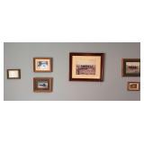 Six framed photos 6" x 8" to 24" x 19"