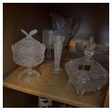 Lot of clear pressed glass and crystal items