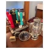 Radio alarm clock, clocks, flashlights, lantern