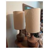 2 -MCM cork base table lamps 35.5” tall with shade