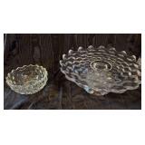 Fostoria 11” cake pedestal plate, 5.5” bowl