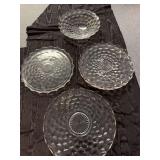 2 footed Fostoria serving plates , footed Fostoria bowl, Fostoria serving plate