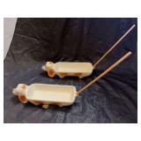 2 Vintage ceramic dachshund dog serving dishes