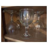 8 clear glass wine glasses, 6 wine glasses, 4 sundae glasses, pedestal candy dish