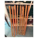 9 wooden yard sticks