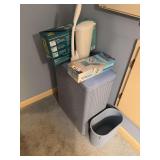 Laundry hamper, toilet wand. ,waste basket