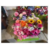 Large lot of cemetery flowers and vases
