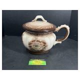 Vintage Porcelain Chamber Pot with Lid