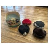 Dunlap Hat Box and 4 Vintage Women