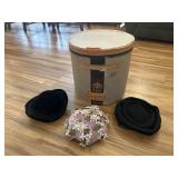 Esquire Hat Box and 3 Vintage Hats