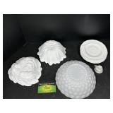 Milk glass and White Glass bowls and plates