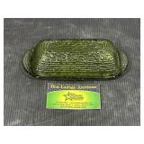 Green glass Butter Tray