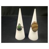 2 Sterling Silver natural style Stone Rings