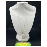 14K Gold Green Stone & Diamond Accent Necklace
