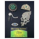 5 Rhinestone Decorative Brooches / Pins