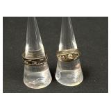 2 Sterling Silver Gold Tone Rings