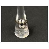 Sterling Silver Ring with Moonstone style accents