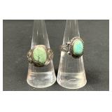 2 Sterling Silver Turquoise Rings