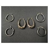 3 Sterling Silver hoop earrings