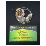 Sterling Silver floral Decorative Brooch / Pin