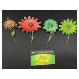 4 Flower Decorative Brooches / Pins