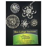 5 Rhinestone Decorative Brooches / Pins