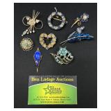 8 Blue colored gem Decorative Brooches / Pins
