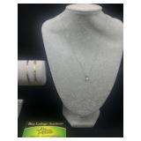 (1)-14K Solitaire Necklace & (2) - Italy Bracelets