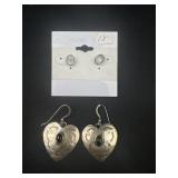 Sterling Silver Heart Dangle & stud earrings